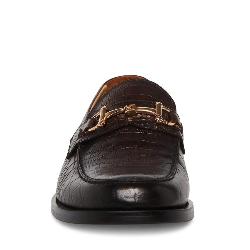 Chocolate Steve Madden Wallace Crocodile Men's Loafers | PH 7165UFN